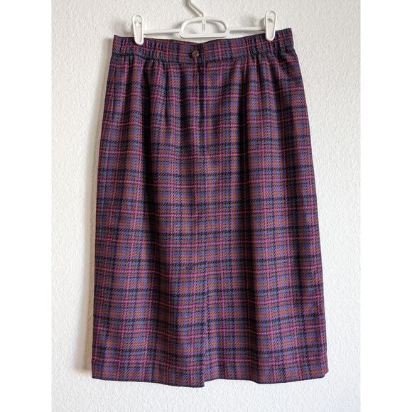 VINTAGE SAG HARBOR Purple Plaid Mid-length Skirt Size 10 - Picture 5 of 12